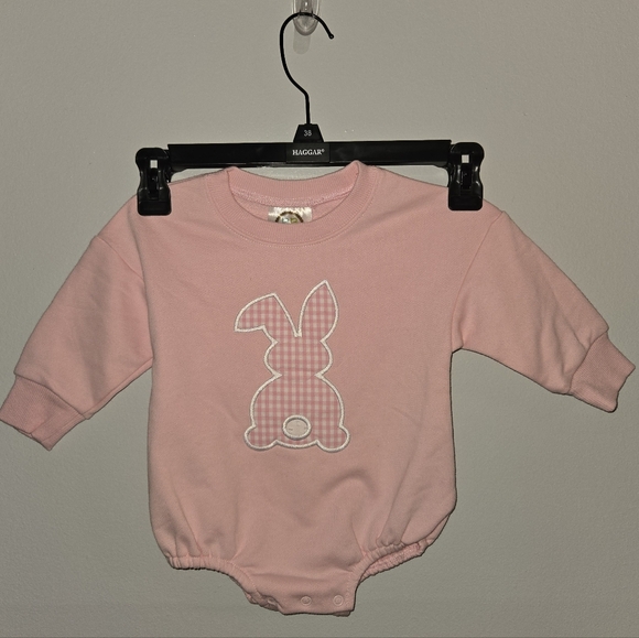 Blanke Boutique Other - Pink Baby Girl Onesie Sweatshirt with Easter Bunny Spring Design 12 Months